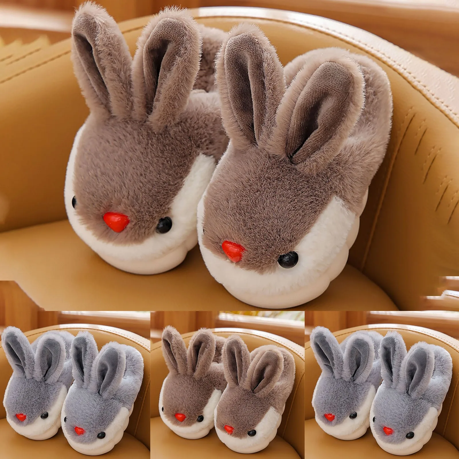 Winter Warm Kids Slippers Toddler Girls Animal Cute Cat Plush Parent Slides Baby Boys Indoor Shoes Warm House Children Slippers