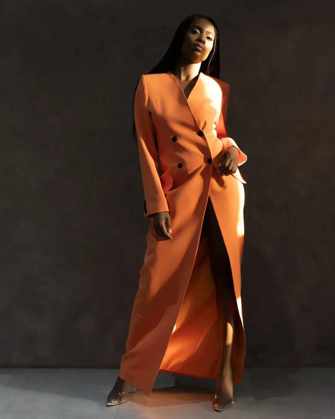 Orange Women Suits Dress Long Sleeves Prom Evening Gowns One Button Side Slit New Custom Made One Button Mother Of The Bride