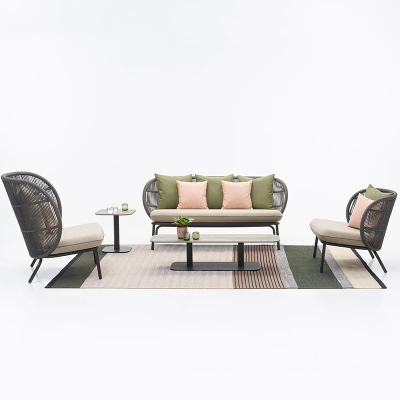 Leisure rattan sofa courtyard terrace garden outdoor villa balcony outdoor rattan chair waterproof sunscreen creative table and