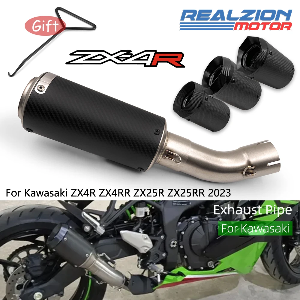 

REALZION ZX4R 2023 Exhaust Pipe Motorcycle Exhaust Slip-On Pipe Middle Link Pipe Set For KAWASAKI Ninja ZX-4R ZX-4RR ZX4RR