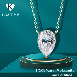 with Certificate 1/2/3/4carat Teardrop Moissanite Pendant Necklace S925 Silver Pear Cut Solitaire Diamond Neck Chain for Women