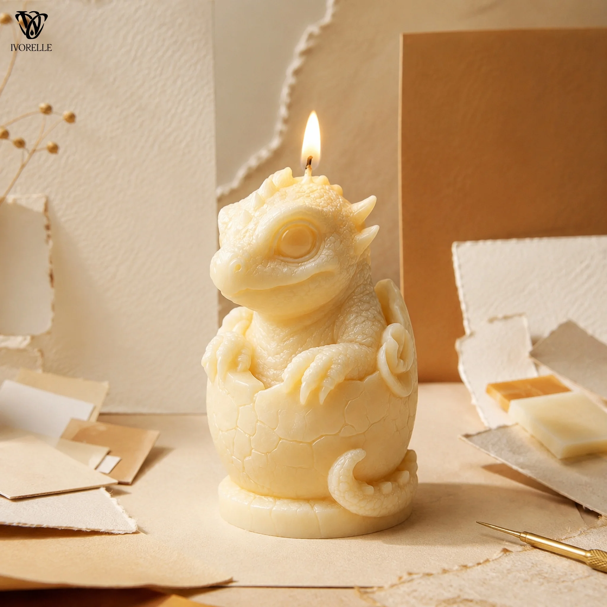 IVORELLE Hatching Baby Dragon Silicone Candle Mold Raised Spines For Wax Resin Plaster Soap DIY Home Decor Craft view 5