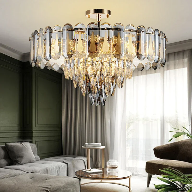 Imagem -02 - Crystal Teto Chandelier For Living Room Modern Led Lustres Lâmpada Pingente Decoração para Casa Luminária Suspensa Luxo Novo 2024