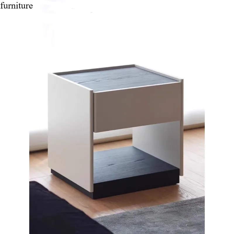 Italian minimalist modern new solid wood master bedroom hollow storage side cabinet designer bedside table