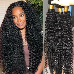 Cabelo brasileiro Weave Bundle, Onda Profunda, Cabelo Humano Encaracolado, Raw Remy Hair Extensions, Virgin Water Wave, 3 Pacotes, 4 Pacotes, 28 em, 30 em