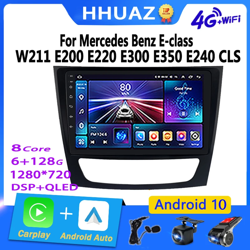 

Android Auto Car Radio Carplay for Mercedes Benz E-class W211 E200 E220 E300 E350 E240 CLS 2002 - 2010 Multimedia Player 2 Din