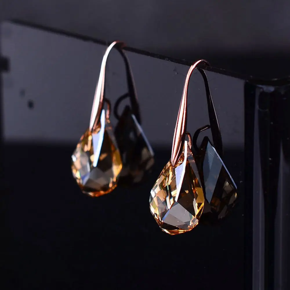 New Vintage Personality Long Dangle Earrings for Women Girls Fashion Rose Gold Color Water Drop Zircon Earrings Jewelry Gifts