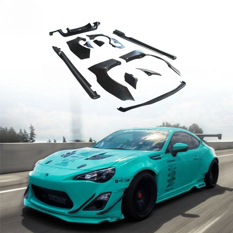 Car Body kits For Toyota GT86 2013-2015 To Rocket Bunny Style Wide Body Fender Front Spoiler lip Rear Diffuser lip Side skirts