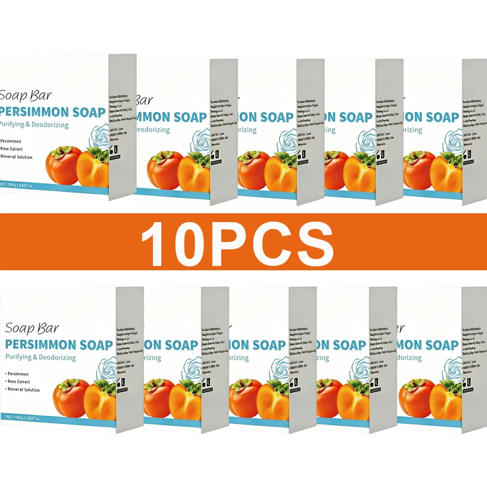 

1/3/5/10PCS Persimmon Soap Bar Japanese Persimmon & Green Tea Extract For Unisex Deodorizing Soap for All Skin Types Rose Scent