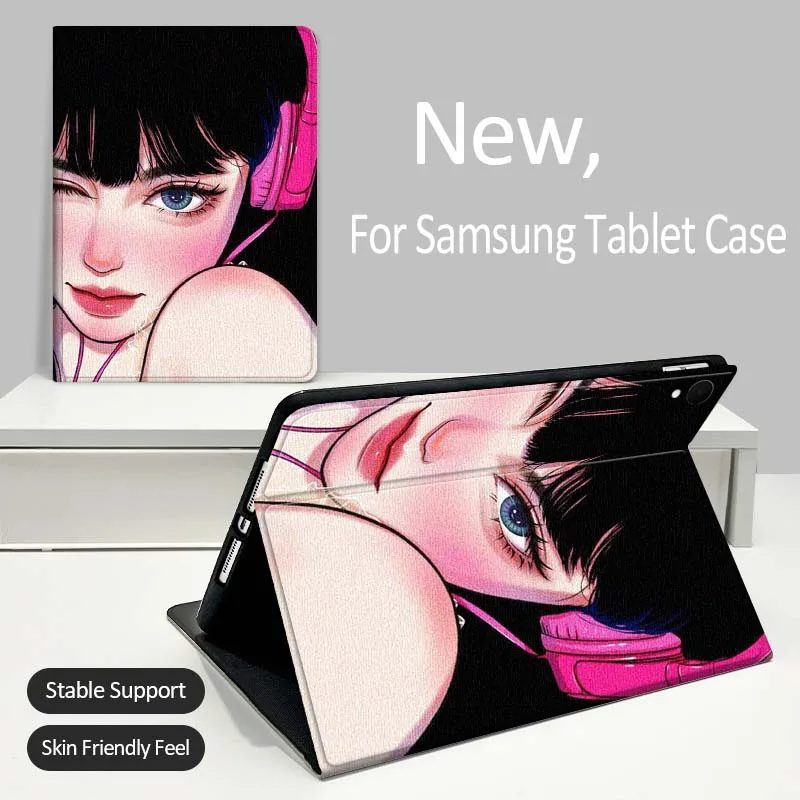 

Beautiful Girl Illustration For Samsung Galaxy Tab A A7 A8 A9 A11 S6 S11 Lite Plus 10.1 10.4 10.5 Inch 2022 2025 Tablet Case