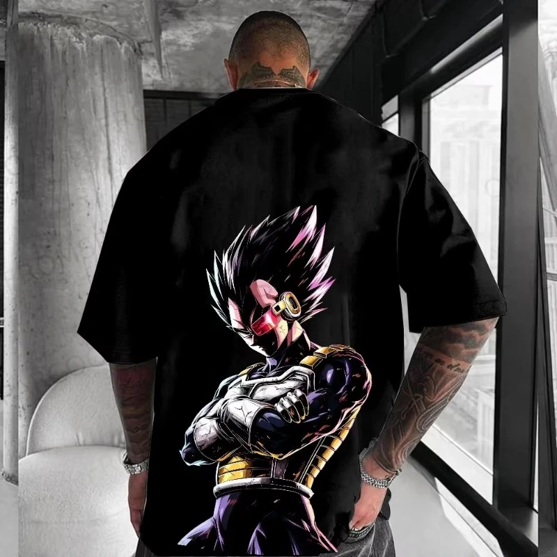 

Летняя мужская футболка Dragon Ball с японским аниме-принтом Vegeta, осенняя модная футболка в стиле Харадзюку для мальчиков, детская и семейная трендовая футболка с коротким рукавом