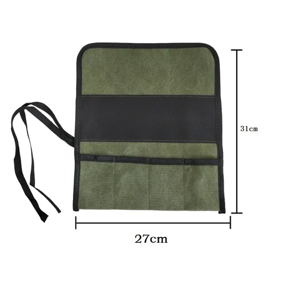 Imagem -03 - Bolsa de Ferramentas para Enrolar Pano Oxford Vários Bolsos Bolsa de Chave Multifuncional Ferramenta Suspensa para Armazenamento 33x27cm Cinza