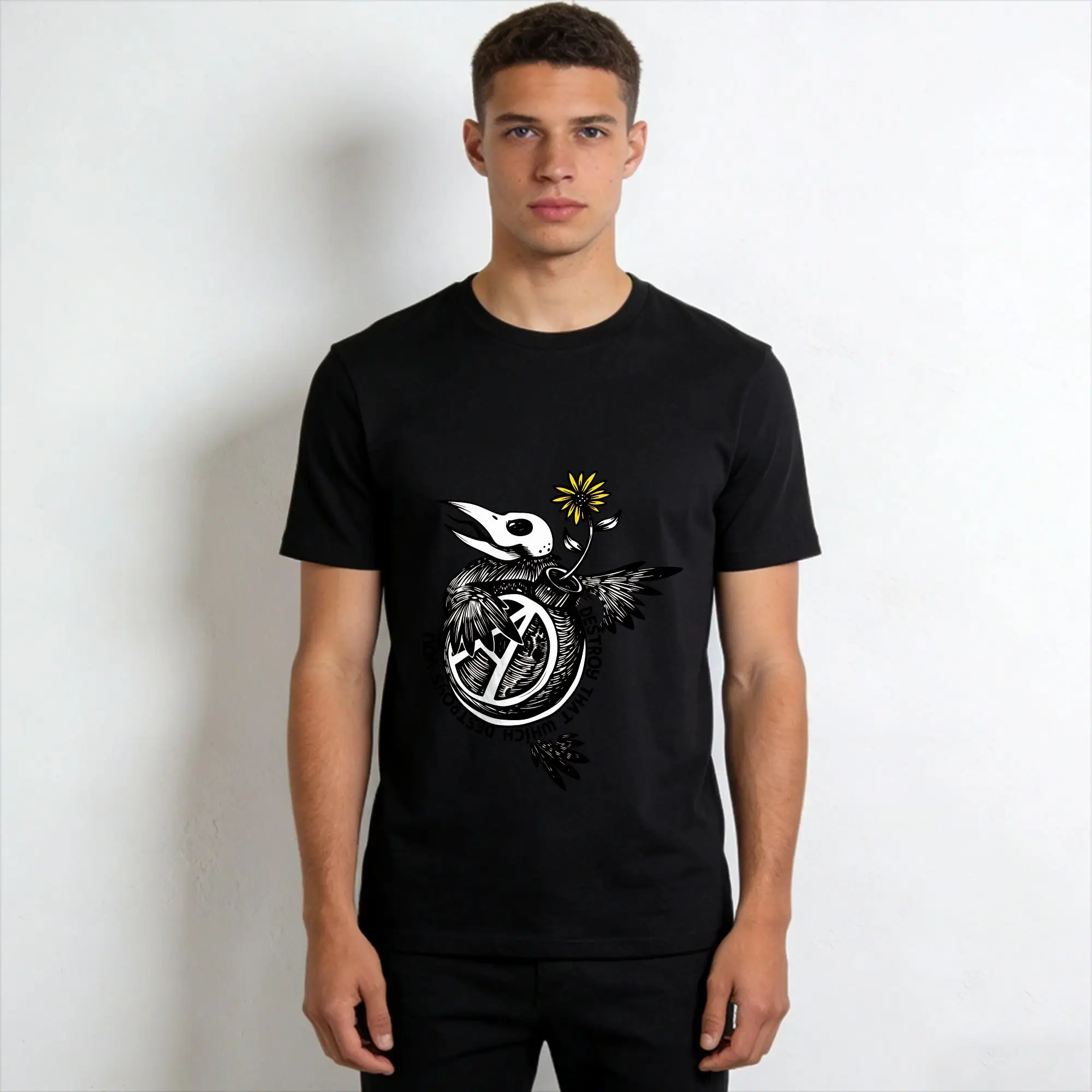 Men T-Shirts Antifa Anarcho Creative 100% Cotton Tees Short Sleeve  T Shirts Crew Neck Clothing Original