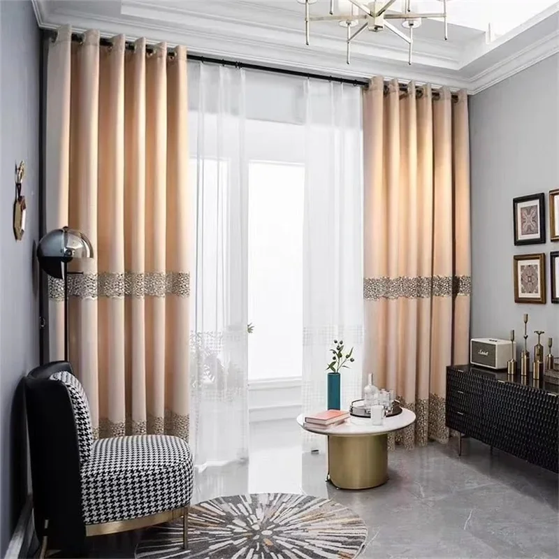 Balcony Hollow Embroidery Semi Blackout Curtains Home Furnishing New Modern Luxury Curtains For Living Room Dining Room Bedroom