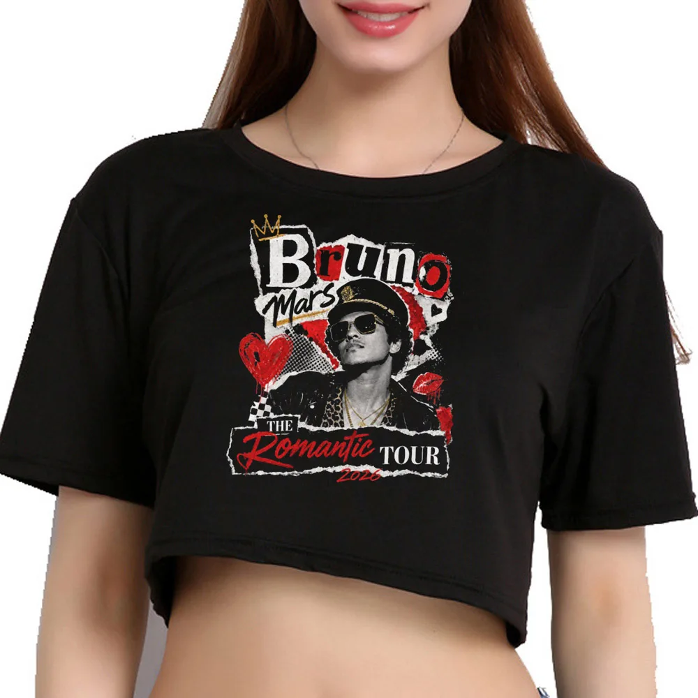 Bruno Mars cropped top ladies dollette anime y2k grunge funny t-shirt cute gyaru summer vintage goth