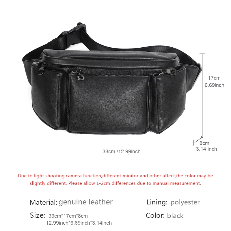 Soft Leather Waist Pack Bag Men Genuine Leather Multifunctional Chest Bag Sports Casual Men\'s Bag Leather Crossbody Bags