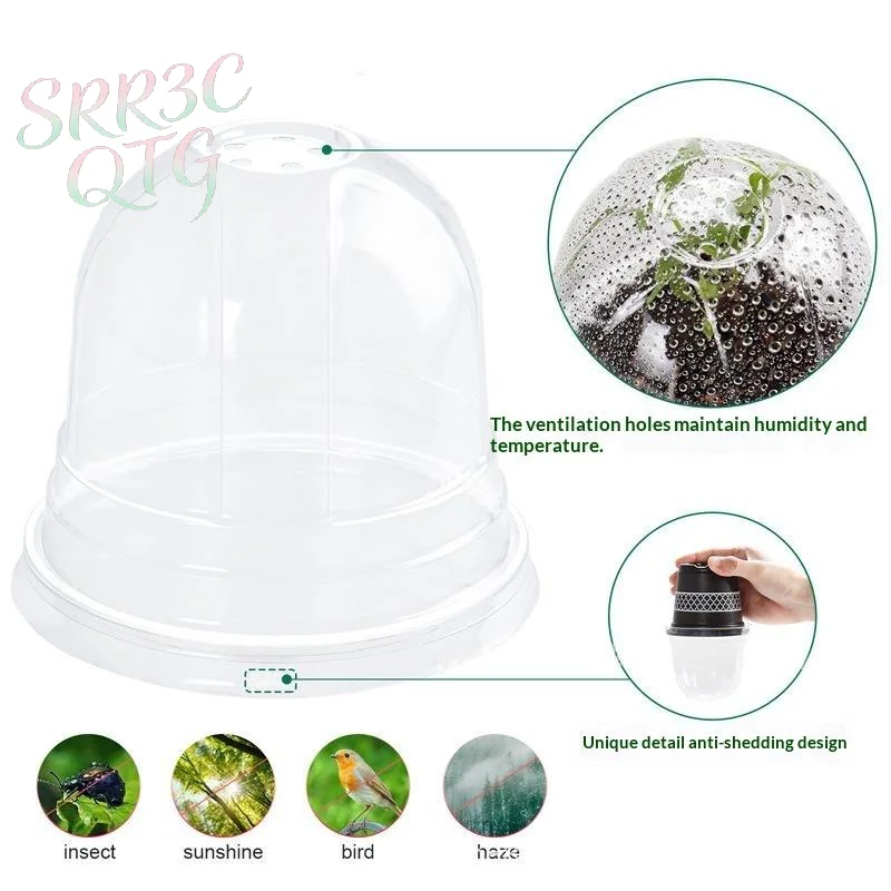 Hot Sale 10Set Plant Plastic Seed Stater Clear Cup With Cover Flower Propagation Container Greenhouse Nutrition Cup Flowers Pots
