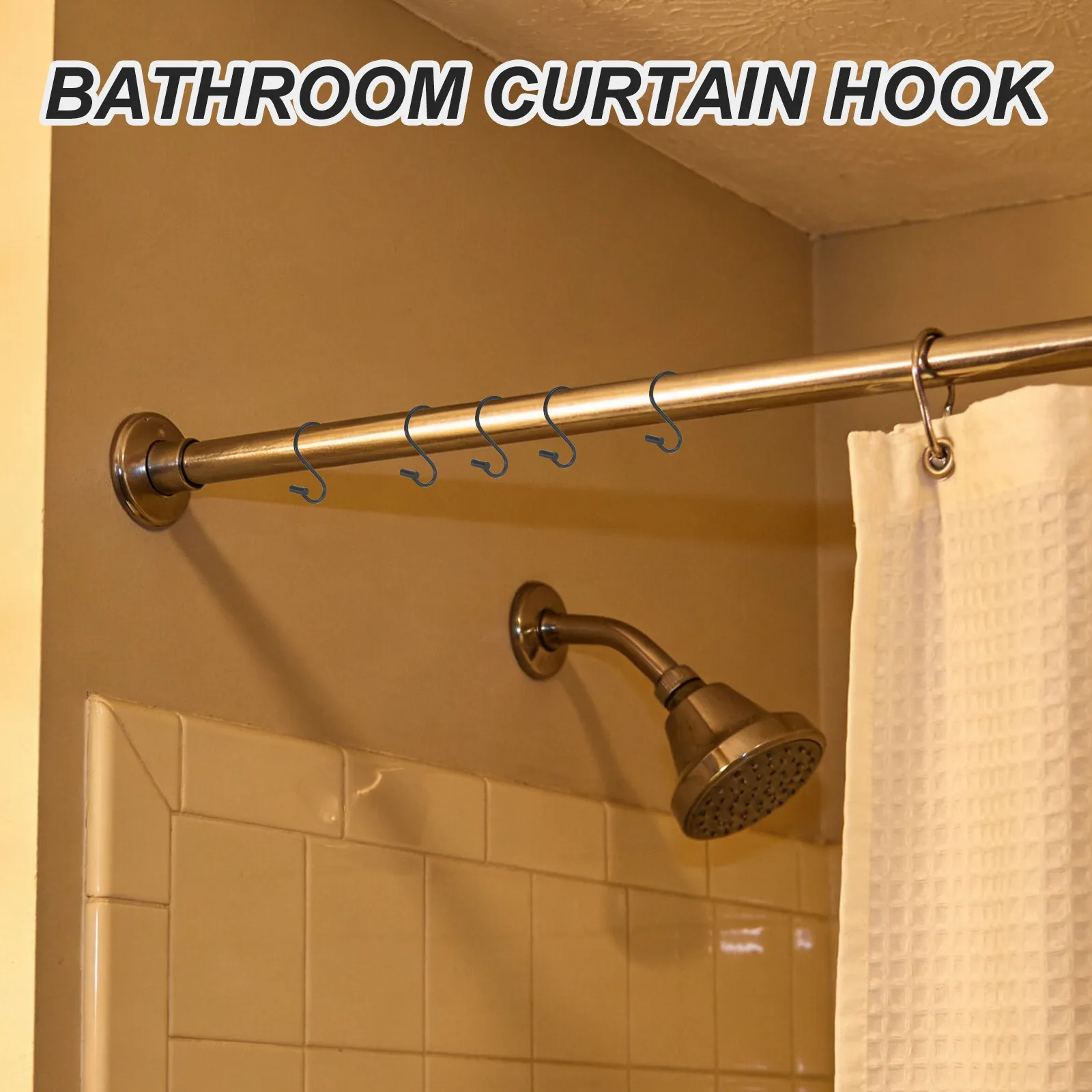 24Pcs Shower Curtain Hooks S Design Vintage Metal Resistant for Bathroom Rod 29Mm Decorative Shower Curtain Holders