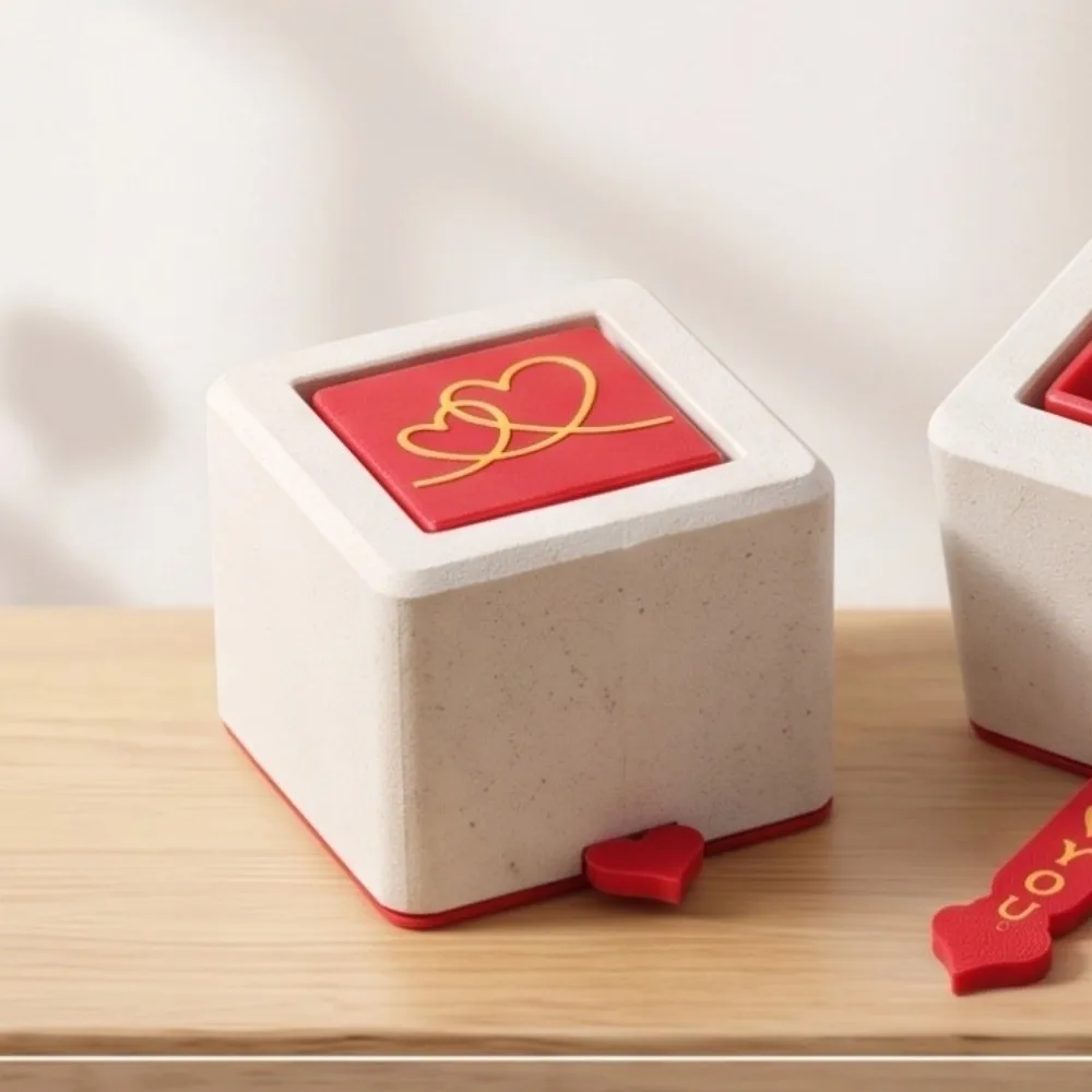 3D Printed Creative Flip Ring Box Rotating Romantic Pull Out Jewelry Box Storage Compact Jewelry Packaging Box Ring Necklace