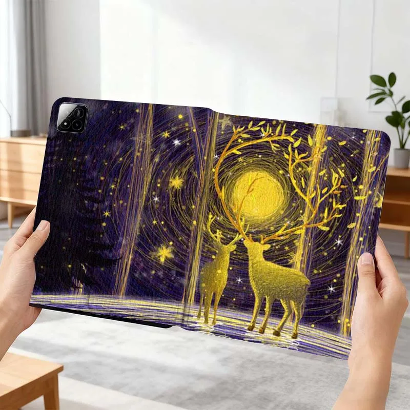 

Shining Deer Night Moon For Xiaomi Mi Pad Mini 4 5 6 7 SE Pro Plus Redmi Pad 2 SE 2025 8.8 11 Foldable Tablet Case Gift