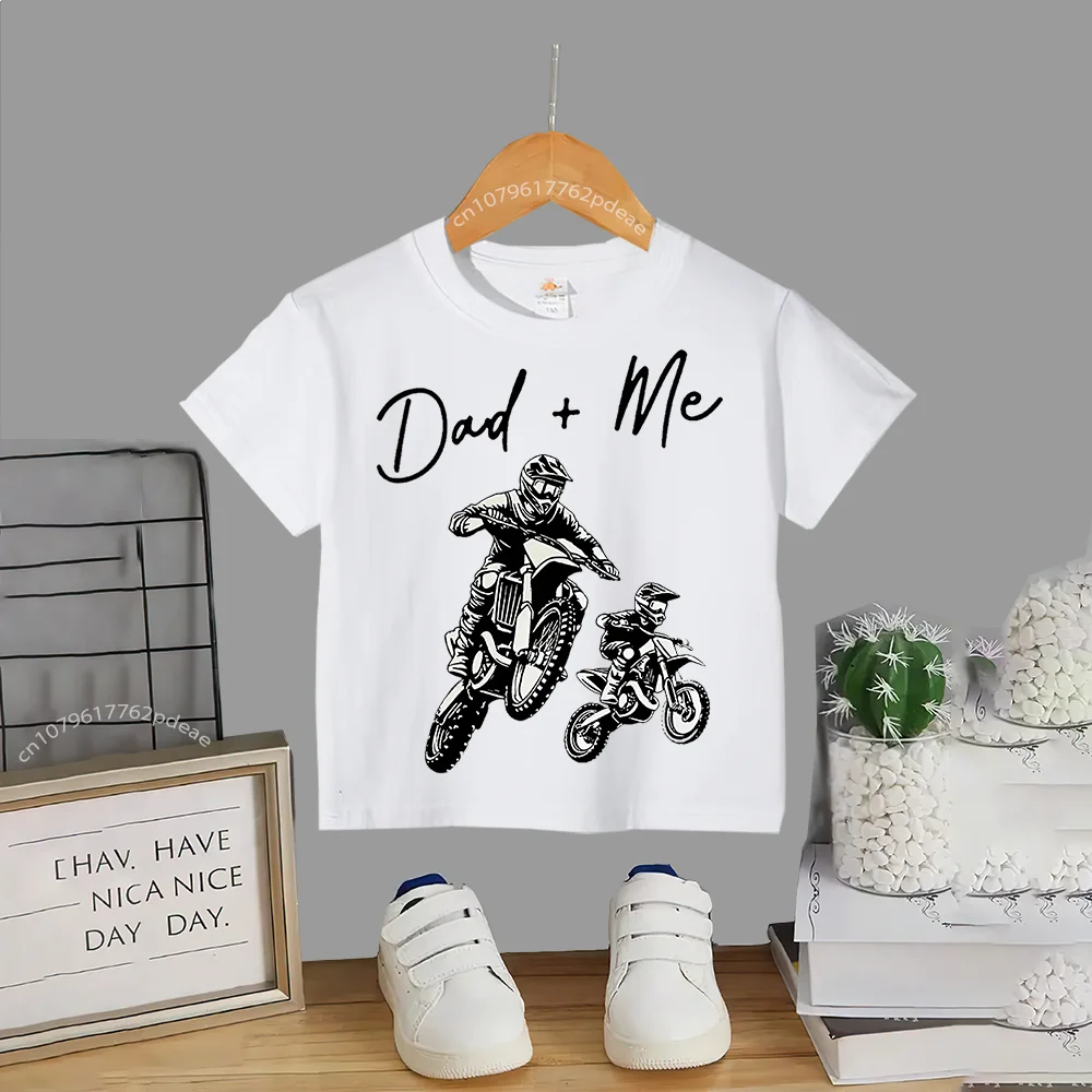 Kids outdoor motorcycle pattern summer short sleeved baby and toddler cotton T-shirt Boys girls comfortable casual top Cotton T-