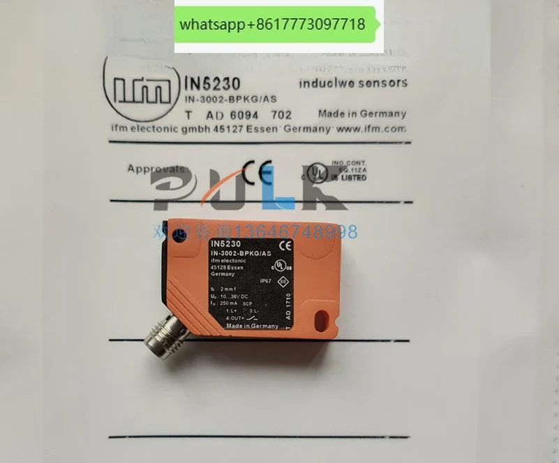 New IFM Yifu Gate Square Proximity Switch IN5230 IN-3002-BPKG/AS Inductive Sensor