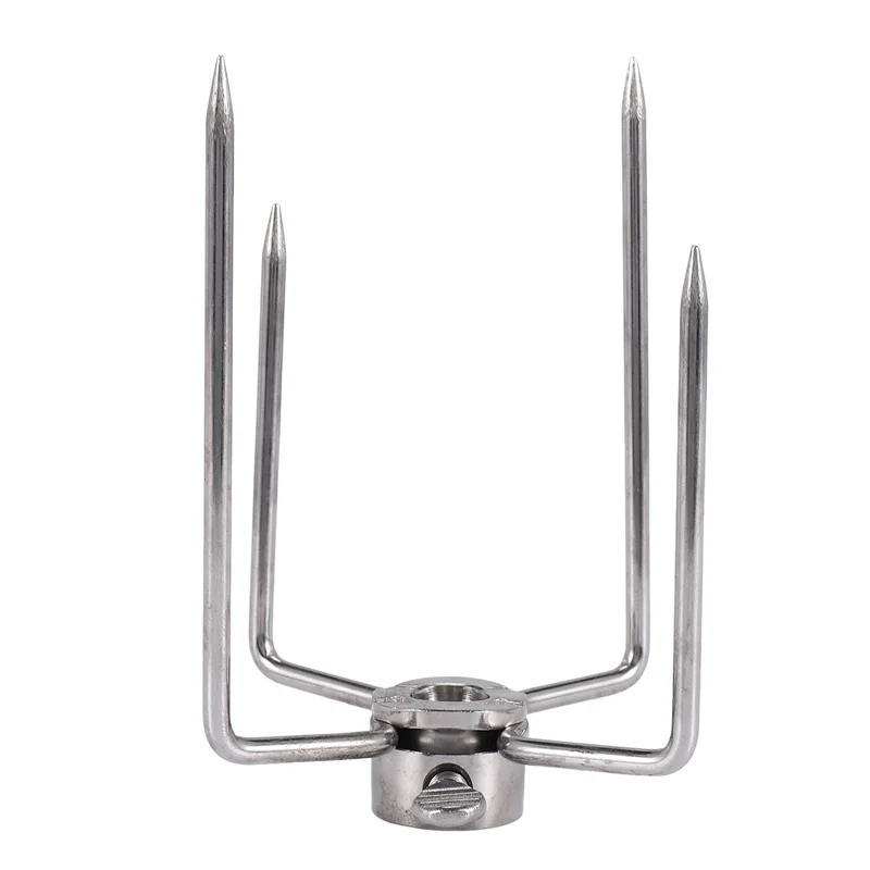 

T98C-6Pcs BBQ Rotisserie Meat Forks Clamp Grill Meatpicks Stainless Steel Barbecue Skewer