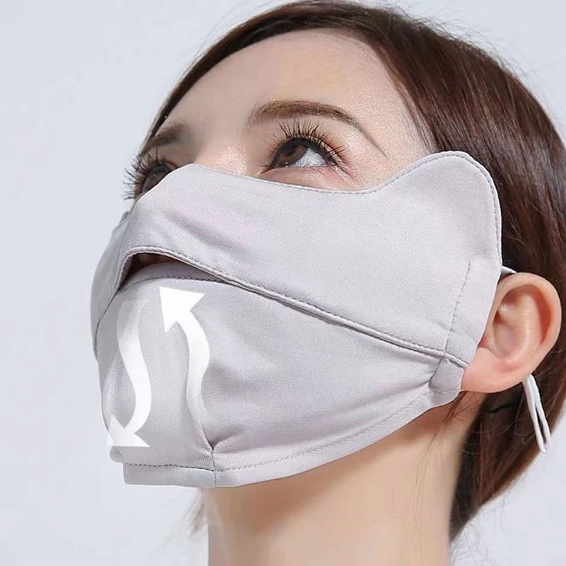 Donna uomo maschera per la protezione solare in seta di ghiaccio protezione UV estiva copertura per il viso in bicicletta traspirante lavabile sciarpa sportiva all'aperto Bandana