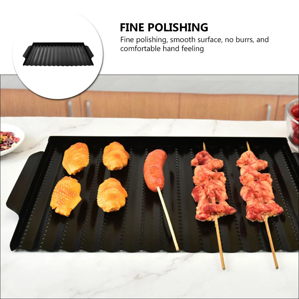 

1pc Premium Bbq Grill Pan Carbon Steel Roasting Plate Non-Stick Baking Tray Outdoor Barbecue Tool Kitchen Bakeware Multi-Use