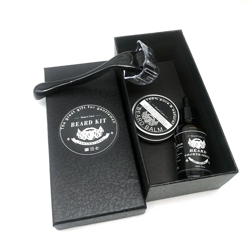 Baard Zorg Set Baard Serum Olie Balsem Baard Kam Borstelhaar Schaar Baard Olie Groei Set Mannen Baard Care Care Kit Roller Micro