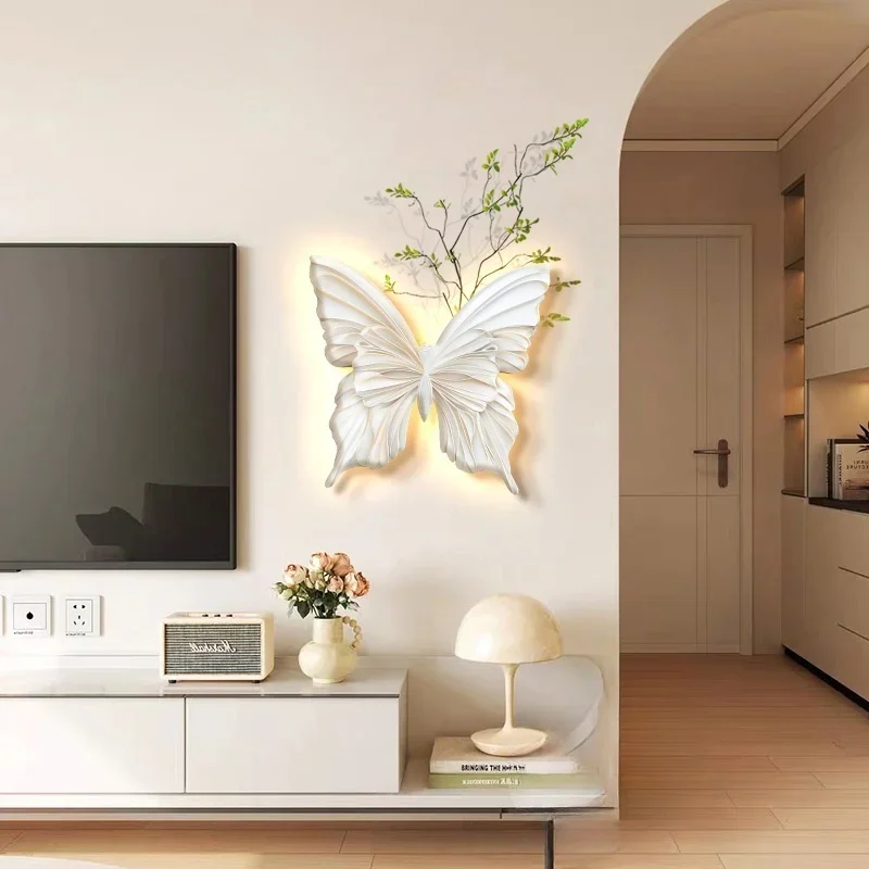 Butterfly Lamp Painting Atmosphere Lighting Painting Nordic Style Decorative Painting Living Room Bedroom Led Wall Lamp Feeling