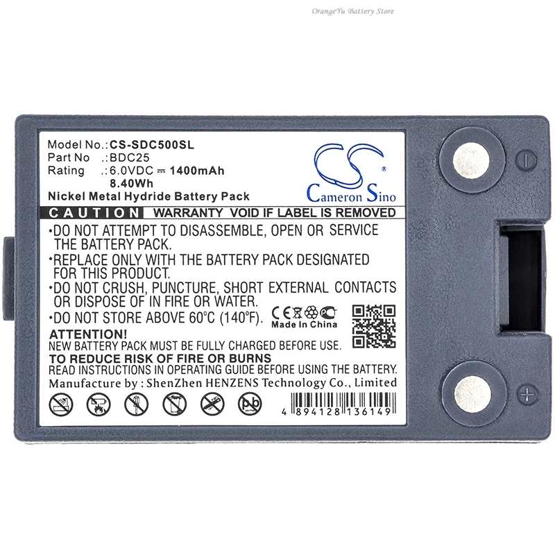 6.0V 1400mAh Battery BDC25A, BDC25B, BDC25M for Sokkia SET 5A Total Stations, SET 5E, SET 5F, SET 5FS, SET 5S, SET 5W, SET 5WS