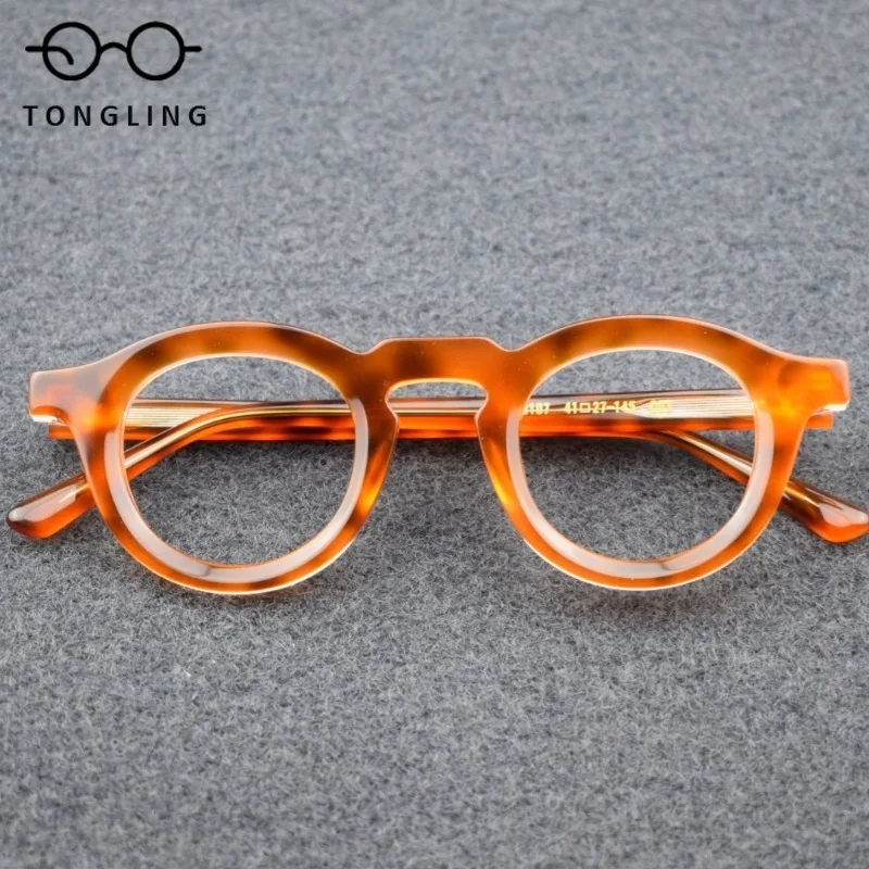 

New High-End Fashionable Men Color-Matched High-Quality Acetate Thick Glasses Classic Women Handcrafted Trendy Hip-Hop Rap Frame
