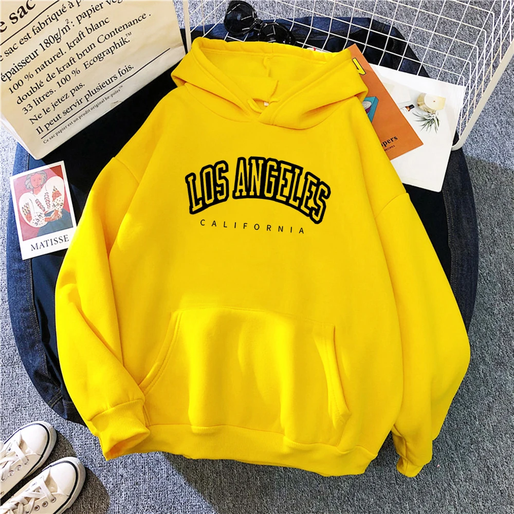 Hot Sale Los Angeles, California City Letter Print Hoody For Women Warm Oversize Sweatshirt Casual Street Hip Hop Clothes Female