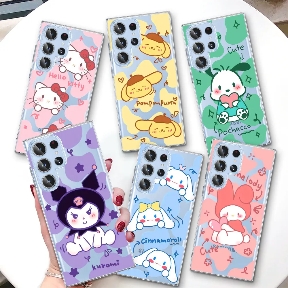 Soft Case for Samsung Galaxy S23 S20 S21 FE S22 S24 Ultra S8 S10 Lite S9 Plus S10e Transparent Phone Cover Cinnamoroll Melody