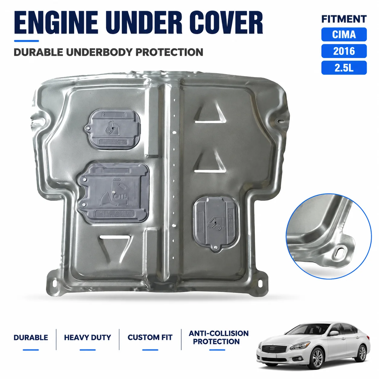 For Ford Fiesta 2003-2014 1.3L 1.5L Heavy Duty Custom Fit Engine Skid Plate Anti Corrosion Flexible Quick Oil Change Cutout