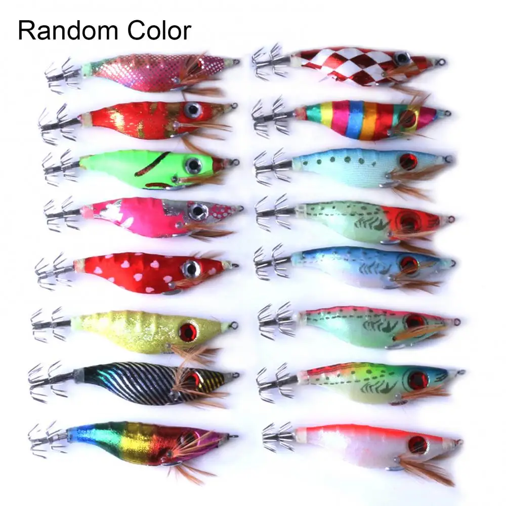 Hard Bait Artificial Large Eyes Luminous Squid Jig Sea Fishing Lure 8-19.5g Octopus Shrimp Cuttlefish Squid Hook Rig Accessories