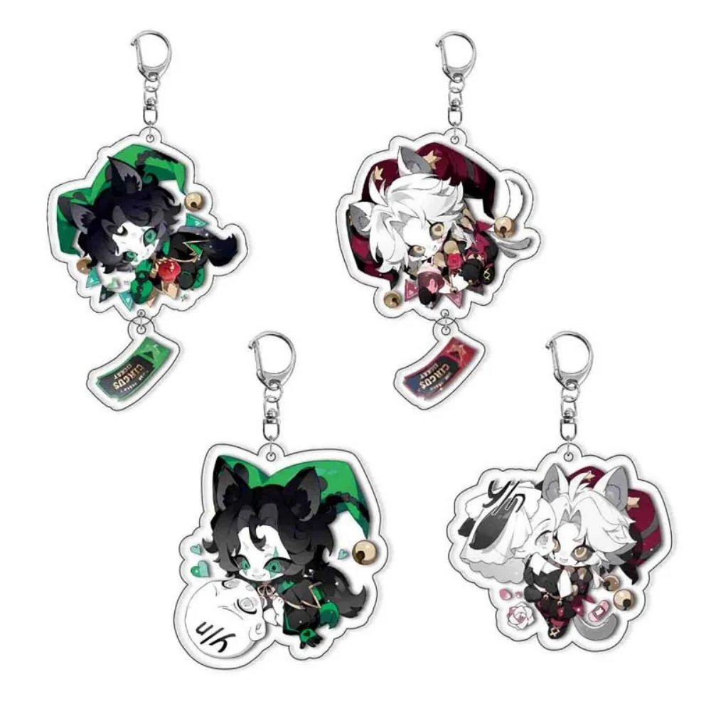 

Game The Freak Circus Pierrot Harlequin Cosplay Keychain Acrylic Joker Keyring Clown Key Chain Backpack Decoration Props
