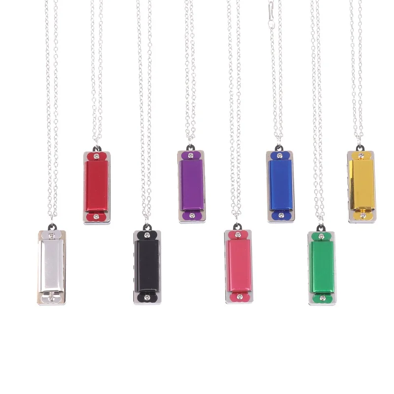 창의적인 4홀 8음 미니 합금 목걸이 하모니카 악기 장난감 어린이 초등학교 음악 장난감 선물