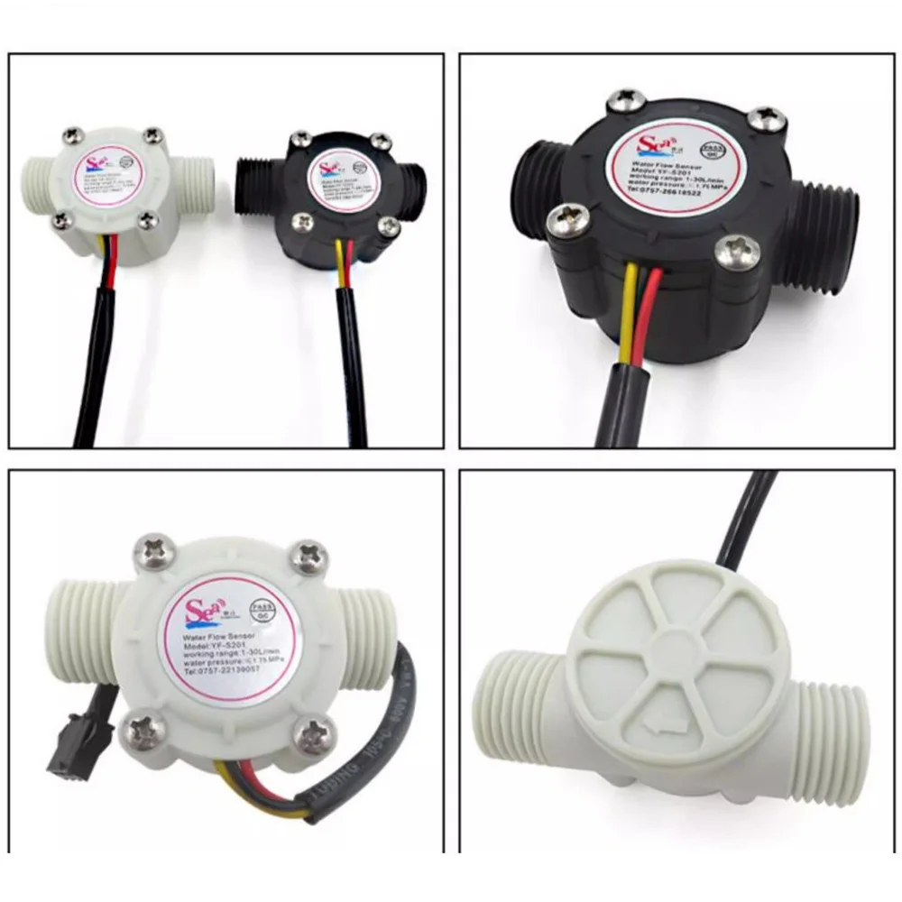 Water Flow Sensor for YF-S201 YF-S20 G1/2 interface water heater water dispenser Hall flowmeter