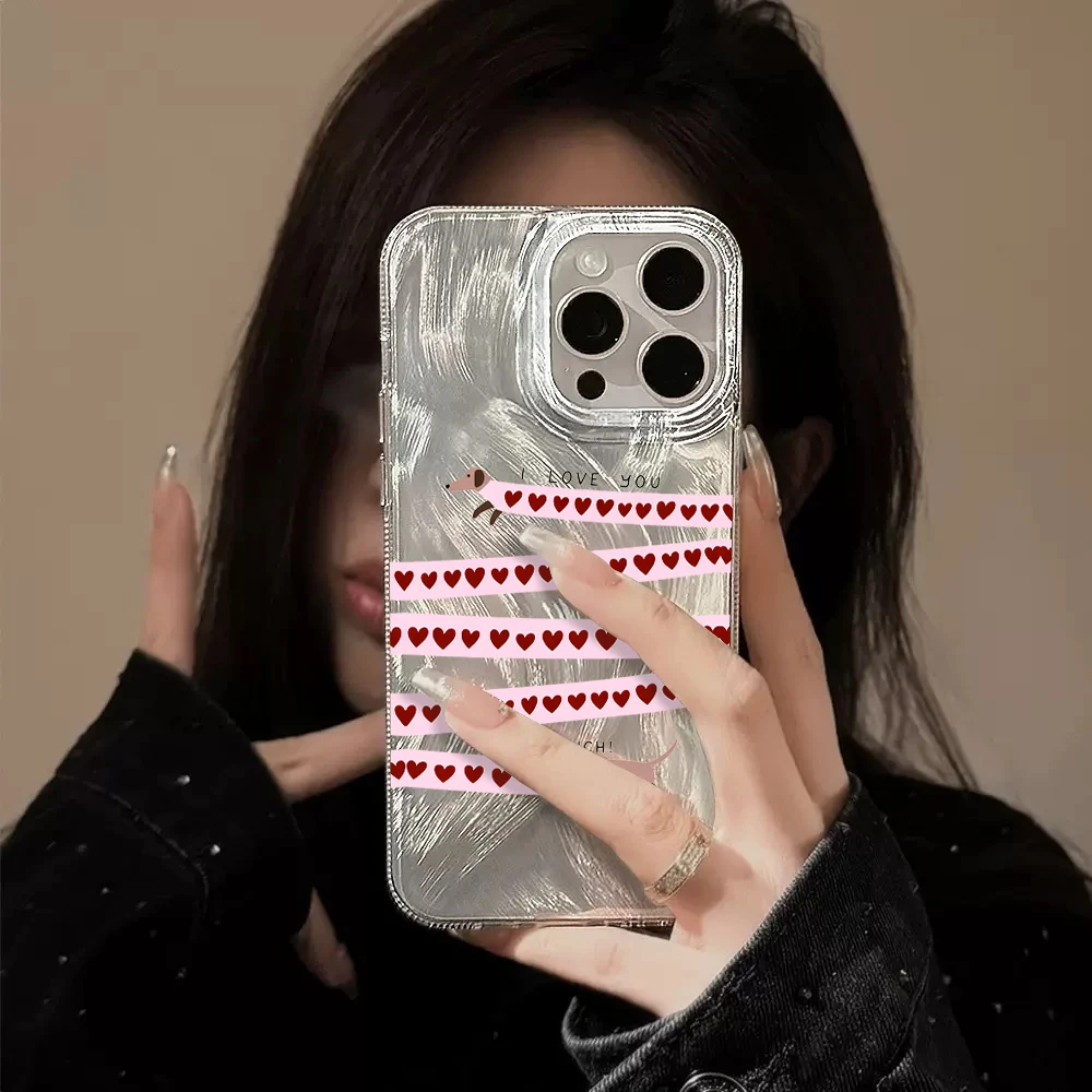 Quirky Cute Dachshund Hard IMD Phone Case For Xiaomi Redmi Note 14 Pro 13 12 11 10 Pro 5G 13C 14 C Plus Feather Texture Cover view 3