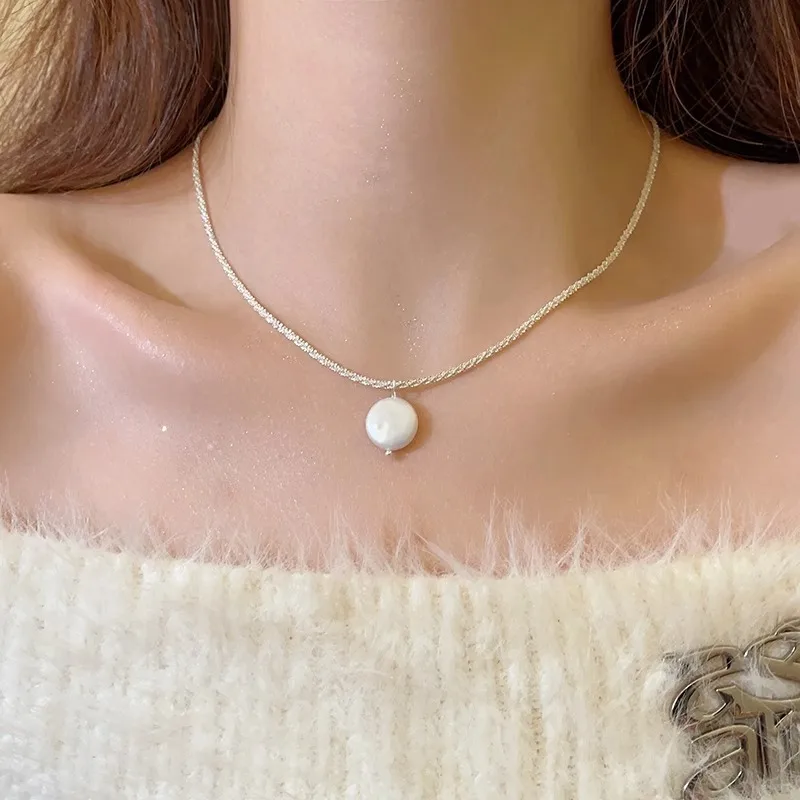 100 % natürliche barocke Süßwasserperle 925 Sterling Silber weibliche Anhänger Halskette Schmuck für Frauen Geburtstagsgeschenke – Detail 8