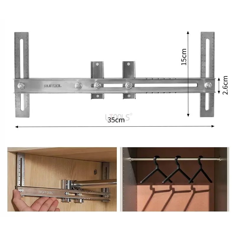 Punching Positioning Ruler for Flange Base Install Carpentry Wardrobe Suspension Rod Installing Drilling Locator Precision Tools