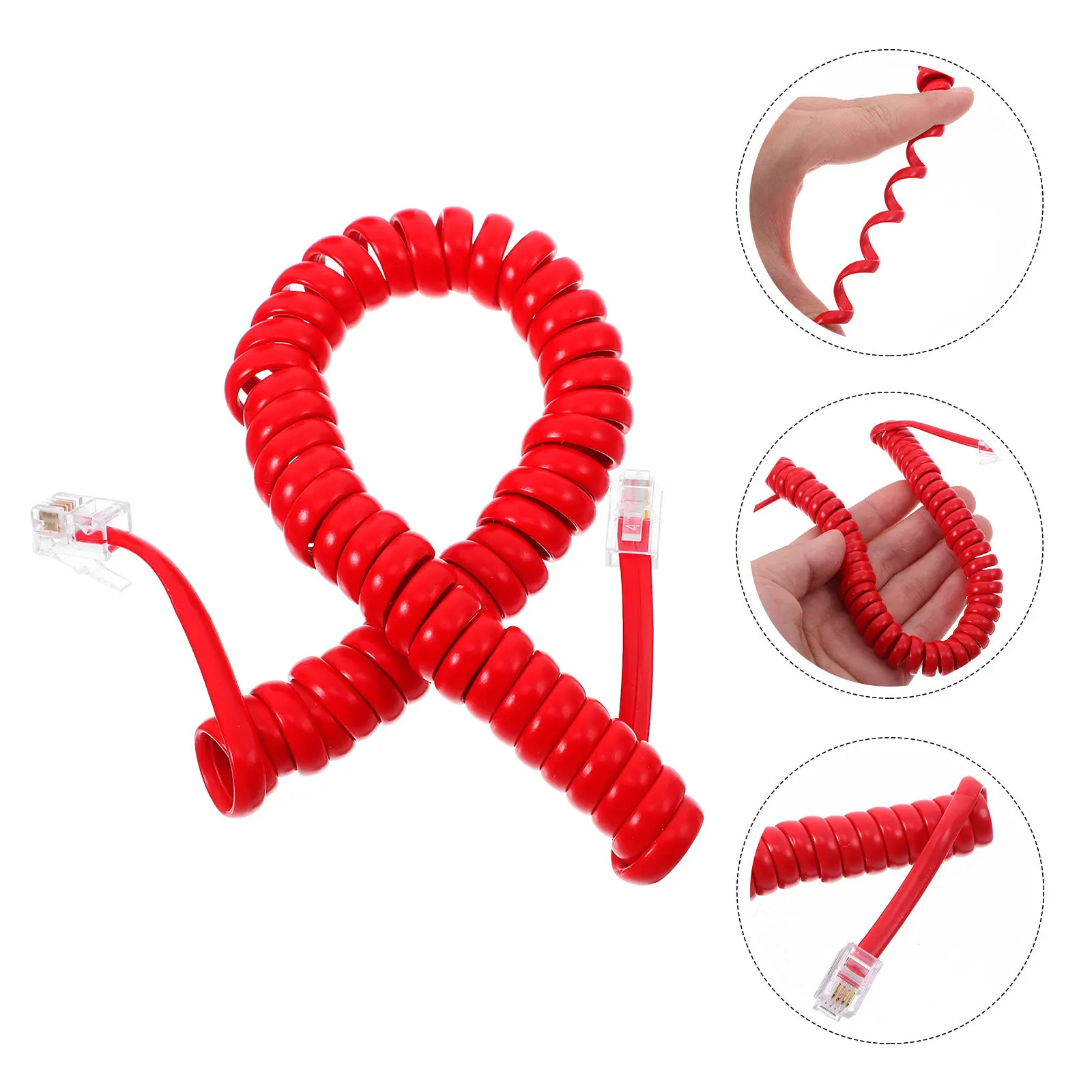 

2Pcs Coiled Phone Cords Reliable Landlines Telephone Cord Replacement Cable Spiral Design Easy Installation Telephone Cord