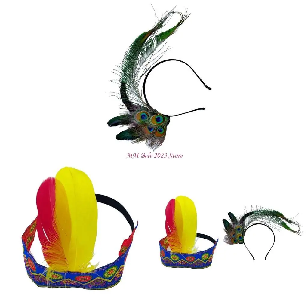 

49ME 1920s FlapperHeadband Peacocks Headpiece VintageHairAccessory for Women ShowgirlsHeadpiece