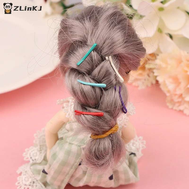 ▶Random 10Pcs 1.5cm Doll Miniature Hair Clip For Toys Hair Styling For 1/6 1/12 Doll Accessories Decorative Mini Hairpins