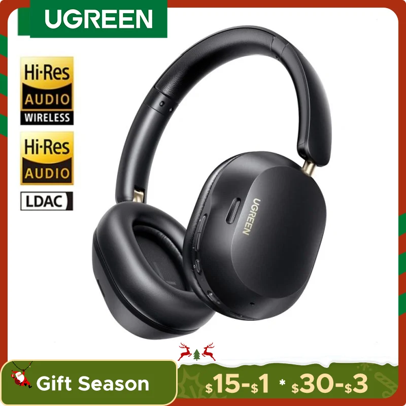 UGREEN Max5c Wireless Bluetooth Headphones 43dB Hybrid Active Noise Cancellation Hi-Res LDAC 75H Spatial Audio Earbuds Headset