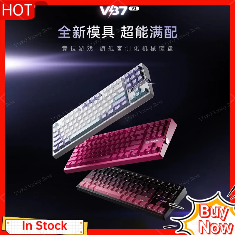 

VGN V87 V2 Mechanical Keyboard Tri-Mode Wireless Bluetooth Side Engraved Gaming Office 10000mAh RGB Side Lights Volume Knob