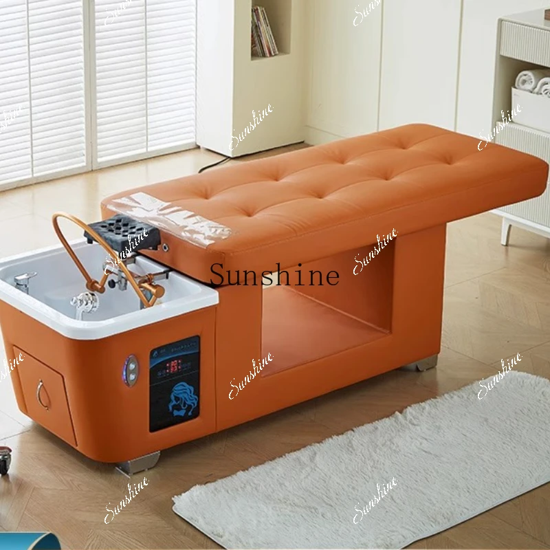 

FT Hair treatment shampoo water circulation fumigation water heater integrated barber shop special massage push-pull bed