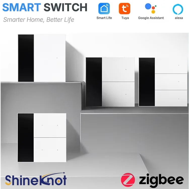 Shineknot Smart Life Tuya Zigbee Smart Screen Display Switch Supports DIY Name Tuya App Remote Control Voice Control
